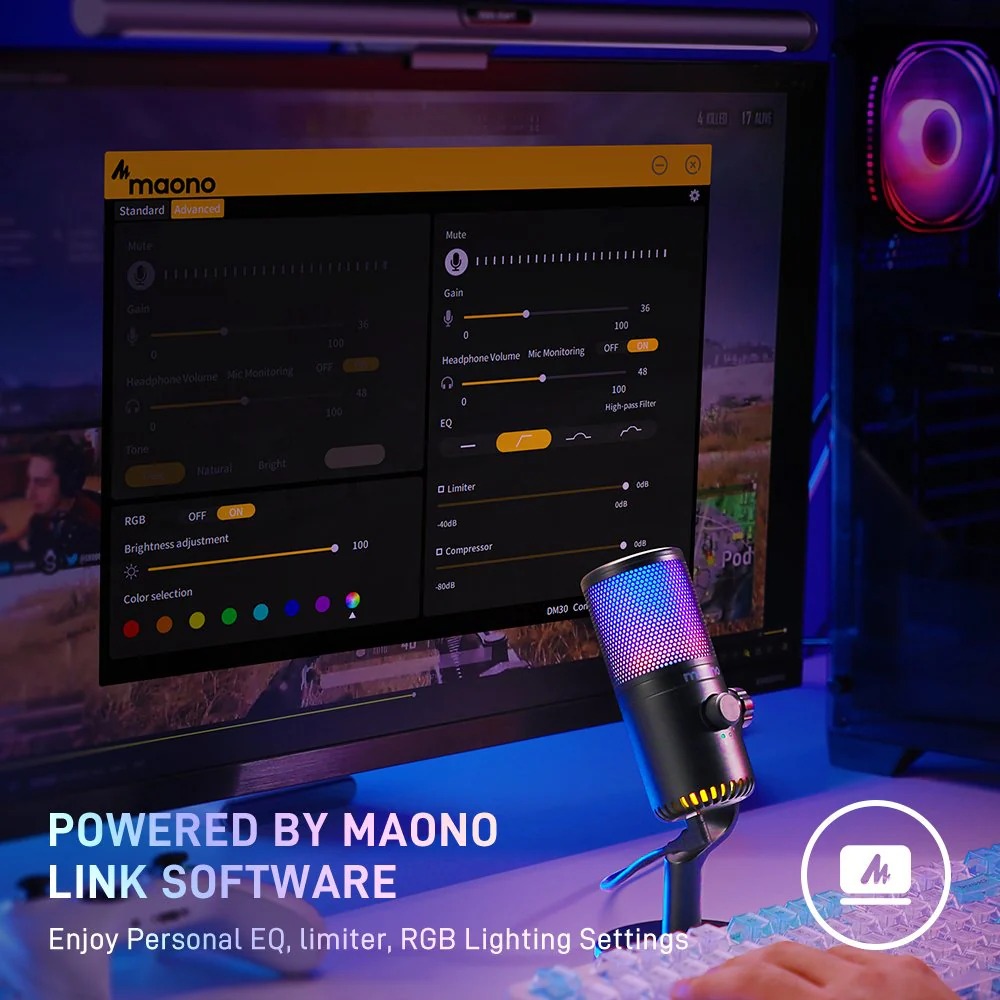 Maono DM30 RGB Programmable USB Condenser Microphone – Black