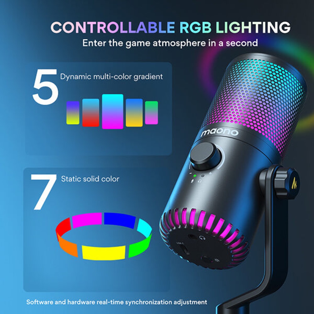 Maono DM30 RGB Programmable USB Condenser Microphone – Black