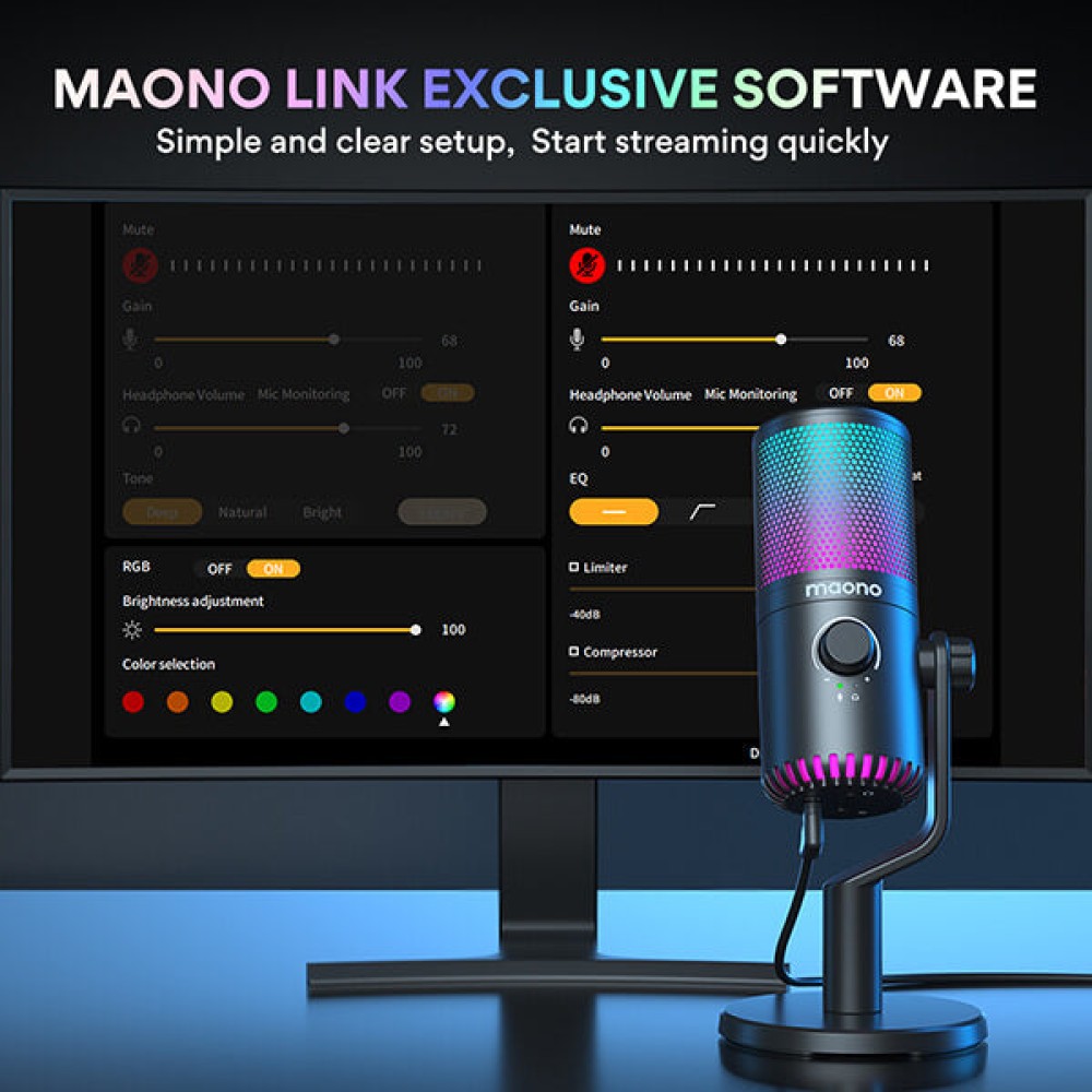 Maono DM30 RGB Programmable USB Condenser Microphone – Black