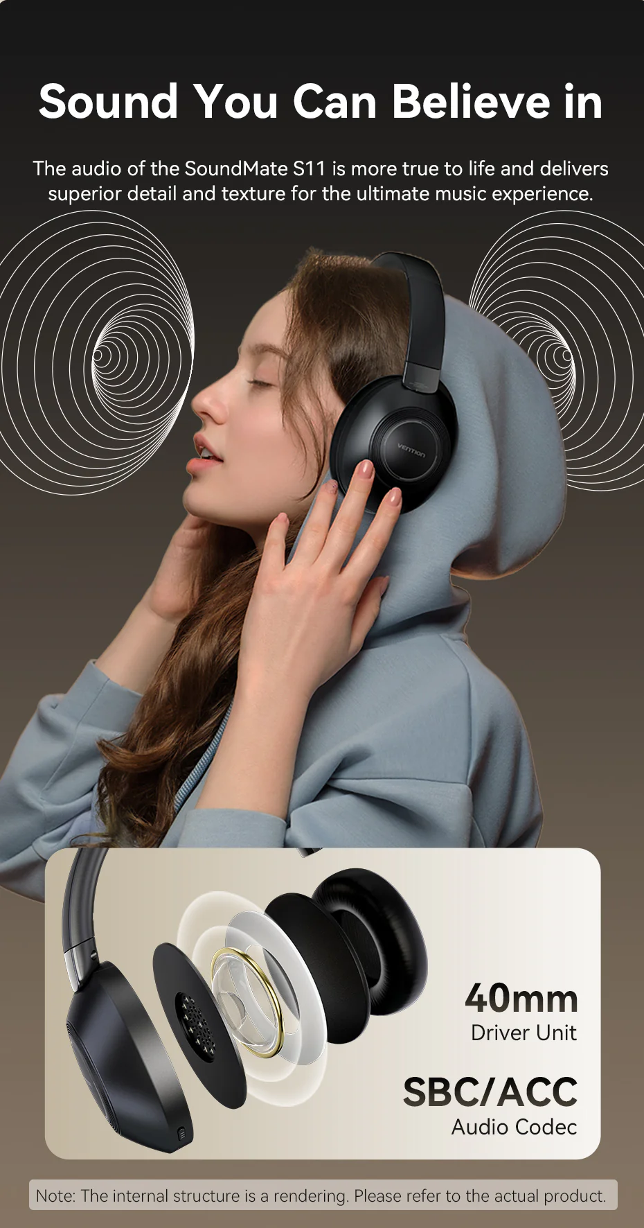 Vention SoundMate S11 Wireless On-Ear Headphones