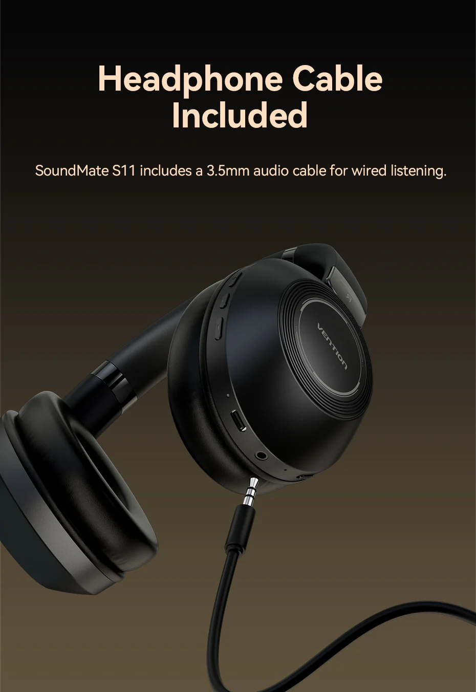 Vention SoundMate S11 Wireless On-Ear Headphones