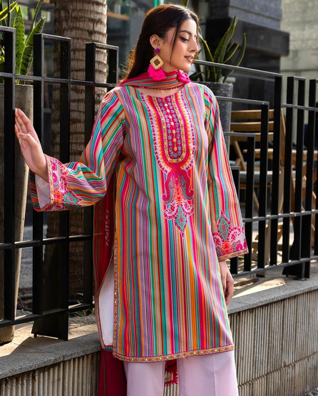 Stylish Digital Print Three Piece Cotton Silk by Nobin Shop