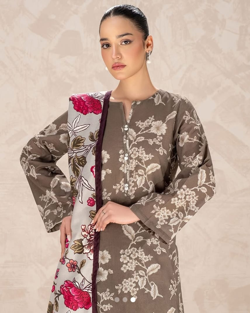 Stylish Digital Print Three Piece – Premium Cotton Silk