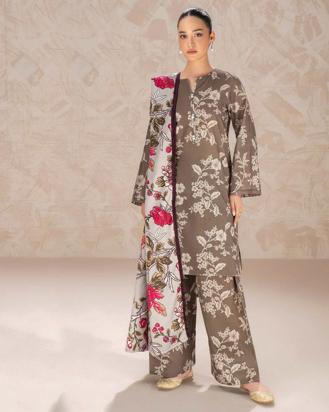 Stylish Digital Print Three Piece – Premium Cotton Silk