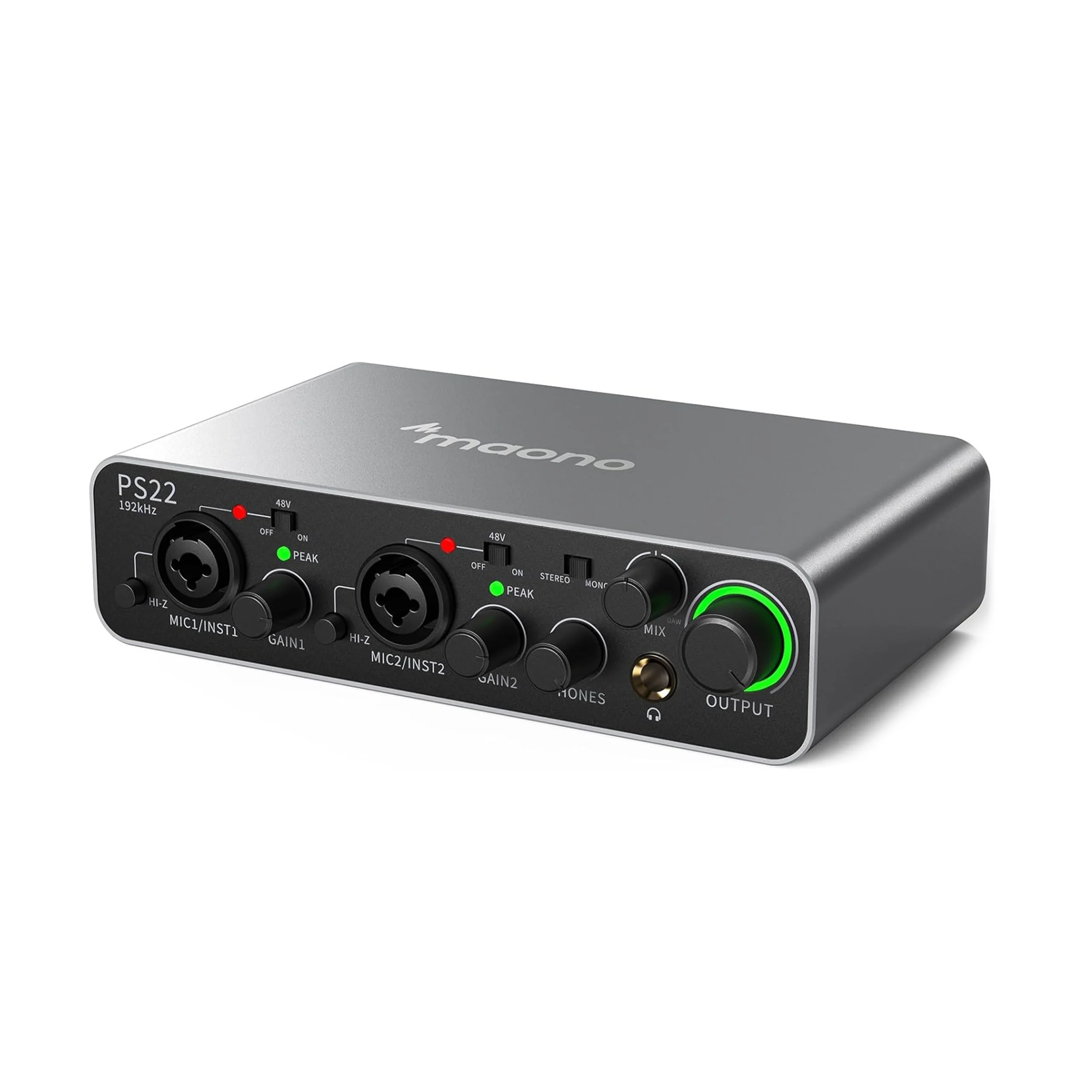 Maono PS22 Audio Interface for Recording, Music Production, Guitar