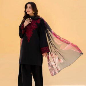 Elegant Embroidery Three Piece for Women – Premium AC Cotton with Computer & Sequence Work