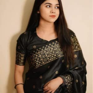 Elegant Half Silk Saree – Trendy Skin Print Work