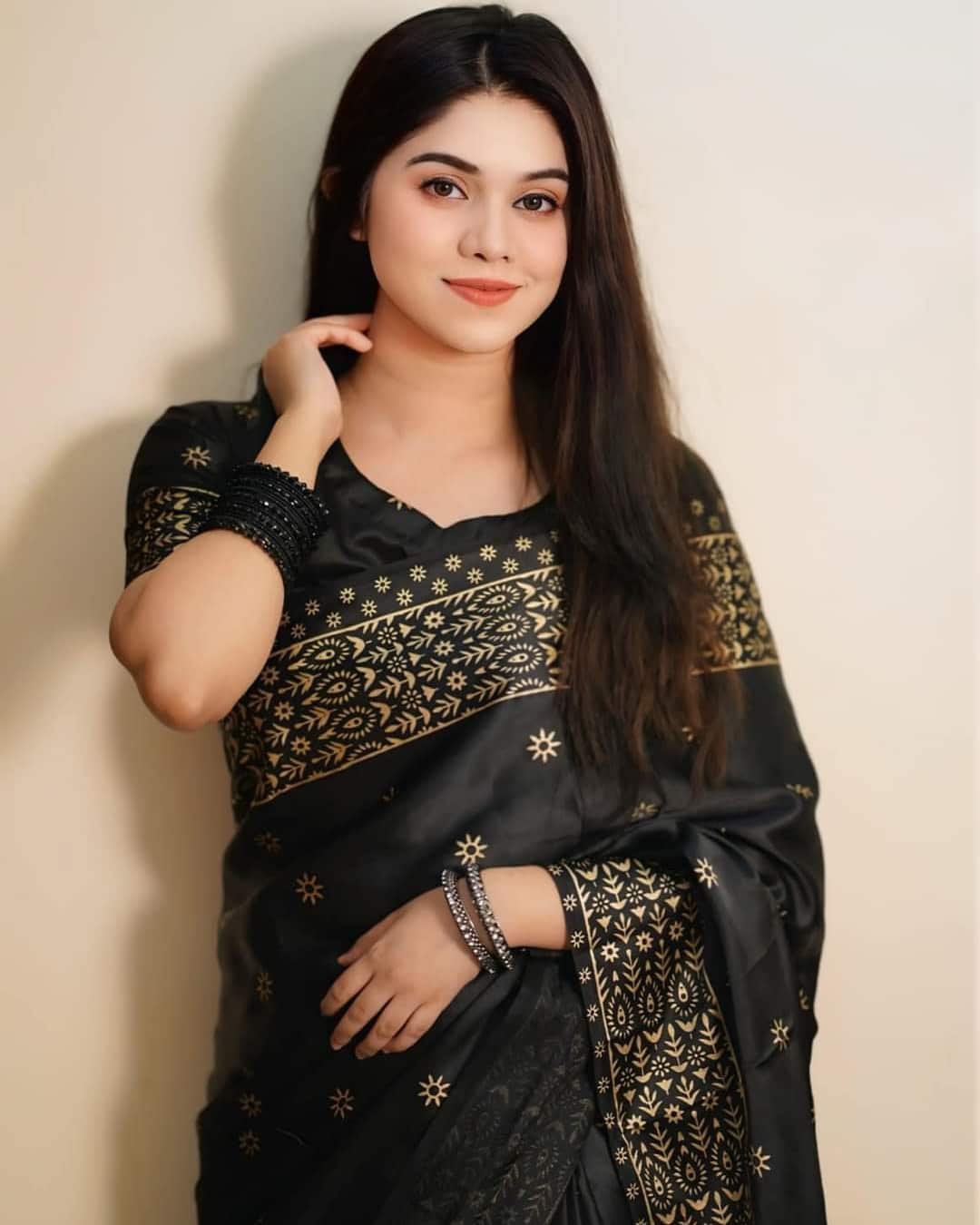 Elegant Half Silk Saree – Trendy Skin Print Work