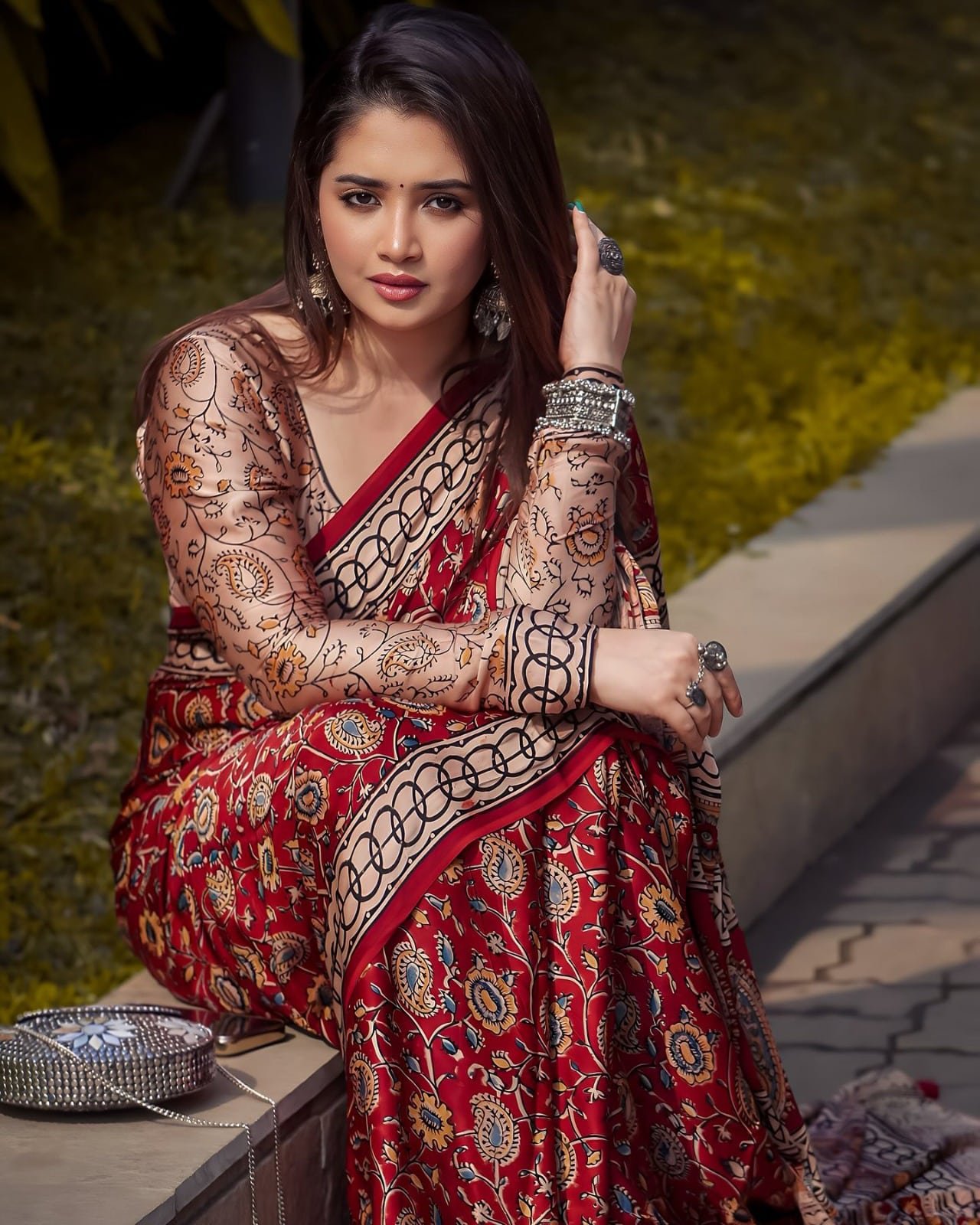 Soft Silk Saree 2025 Trendy Digital Print with Tassels