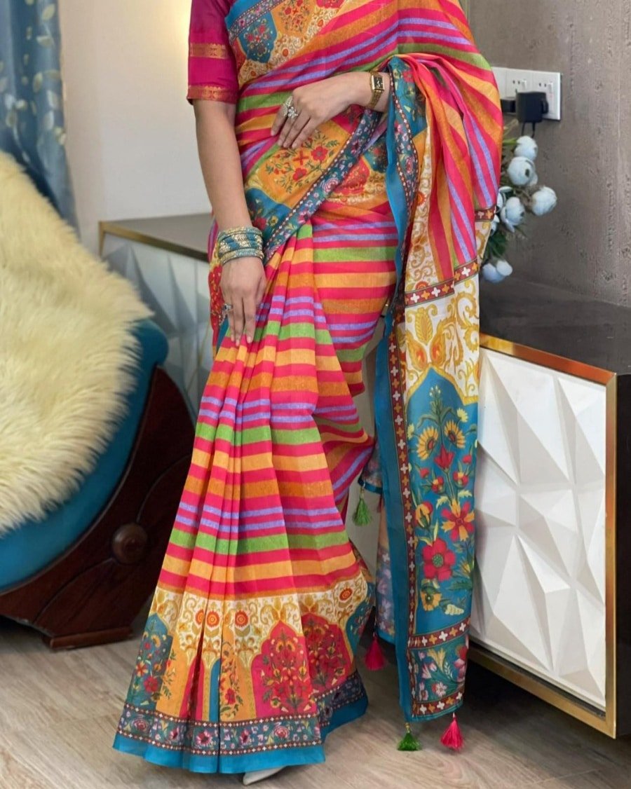 Elegant Chanduri Silk Digital Print Saree