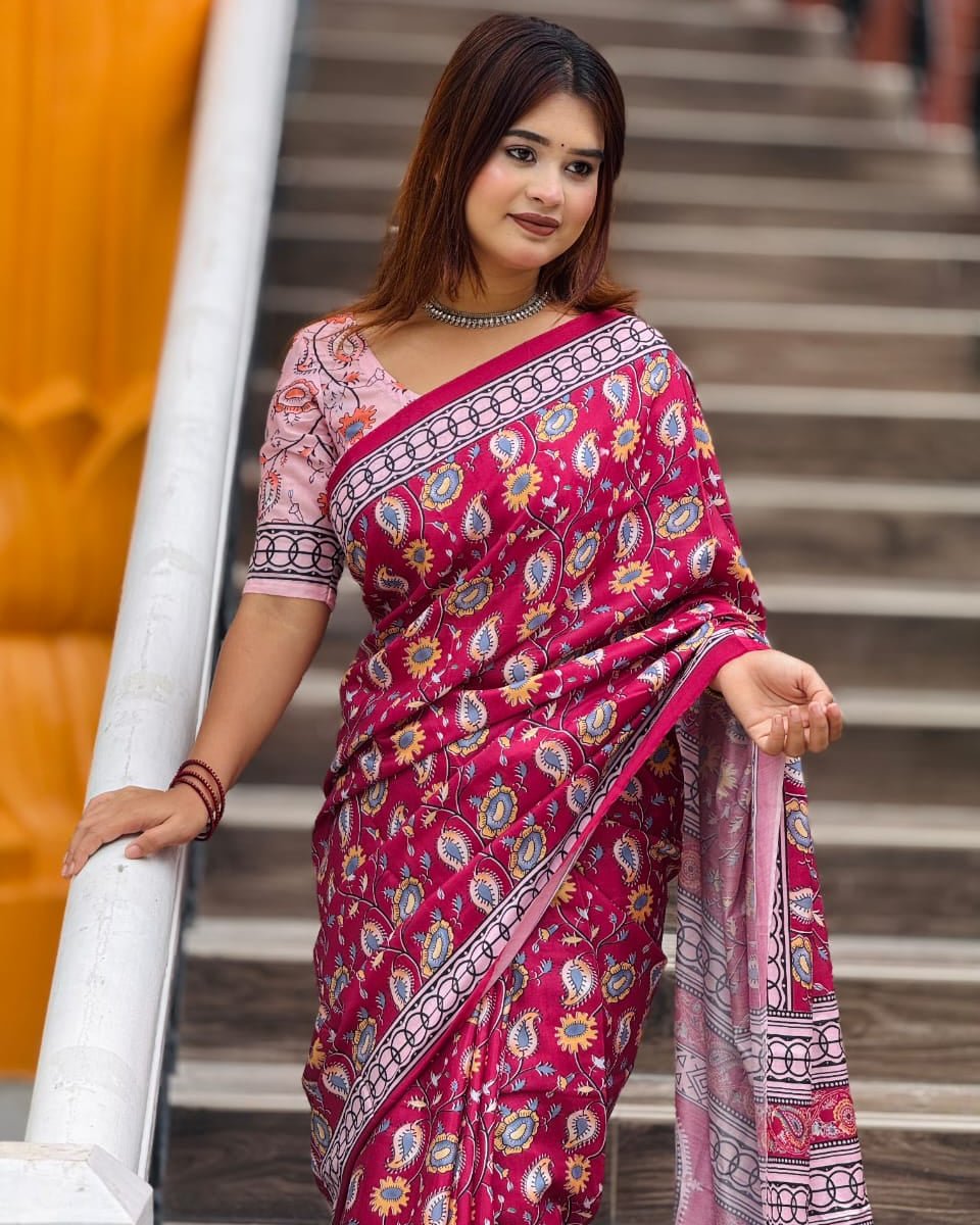 Elegant Topetor Silk Digital Print Saree