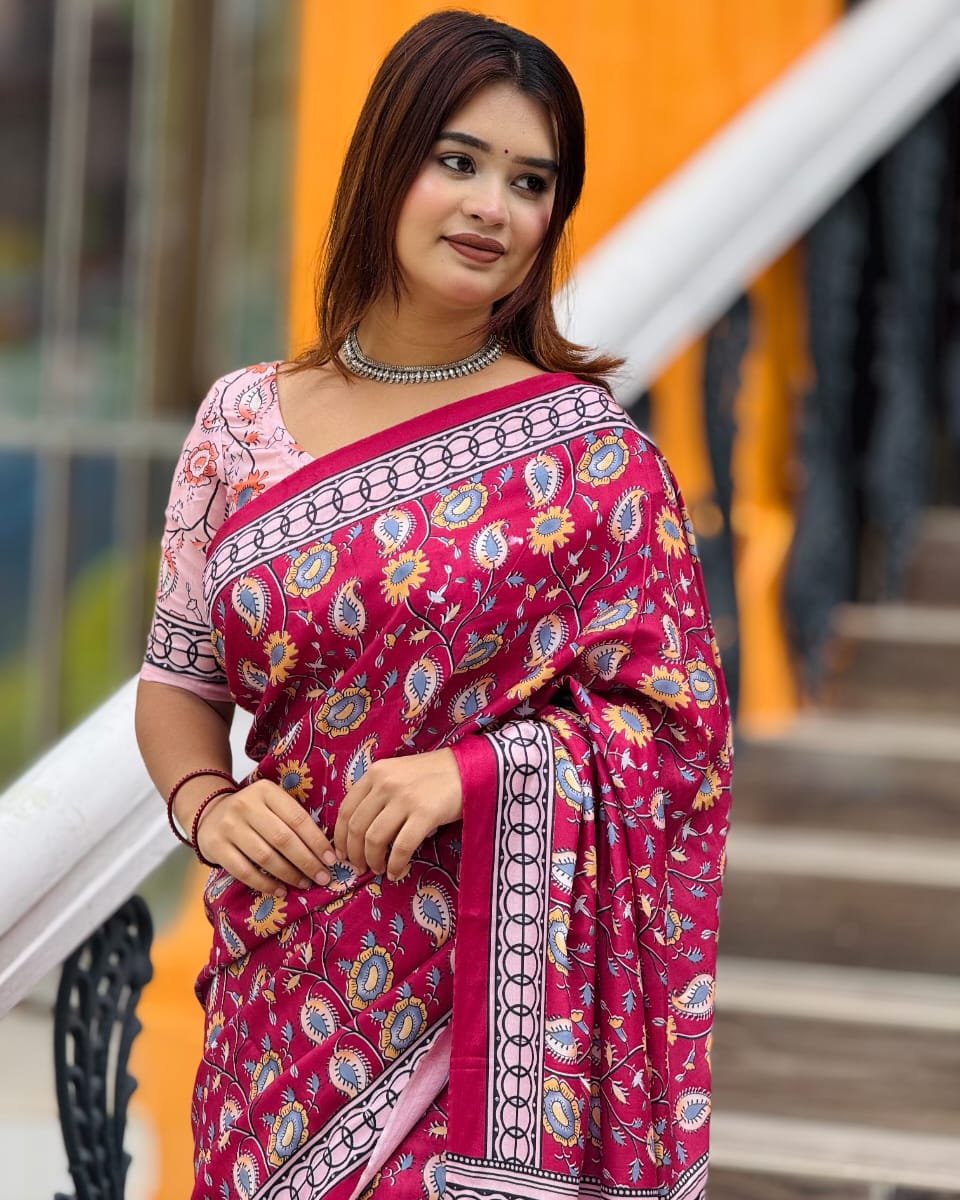 Elegant Topetor Silk Digital Print Saree