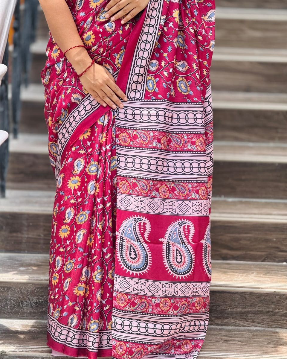 Elegant Topetor Silk Digital Print Saree