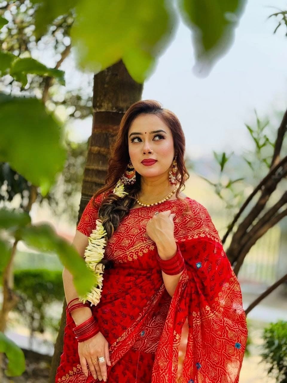 Elegant Semi Moslin Block Print Saree