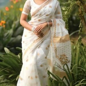 Stylish Semi Moslin Saree