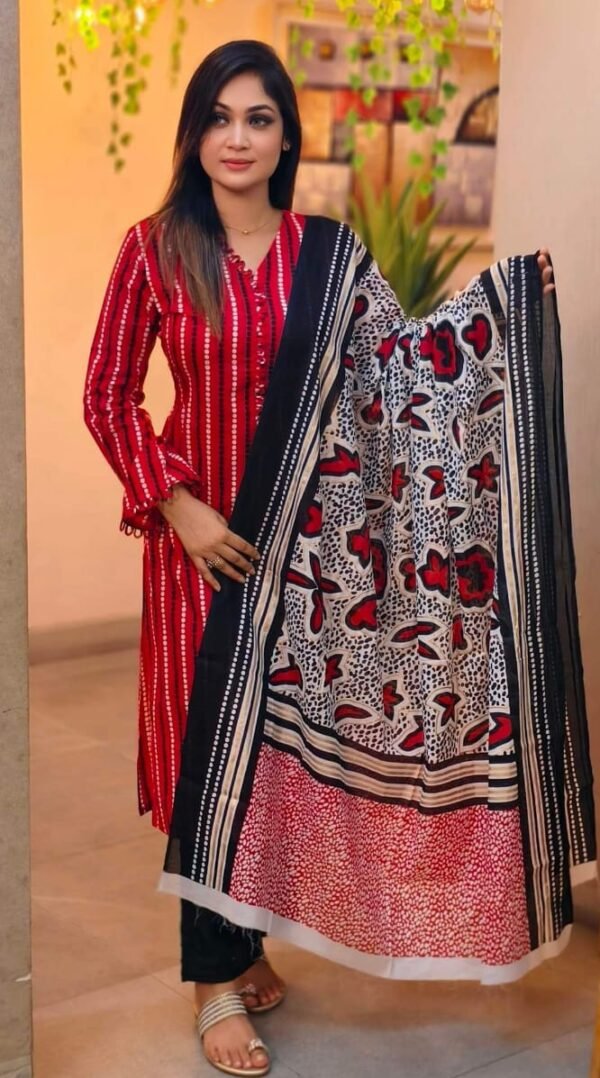 Premium Lilen Three Piece With Screen Print