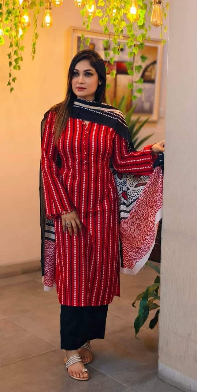 Premium Lilen Three Piece With Screen Print