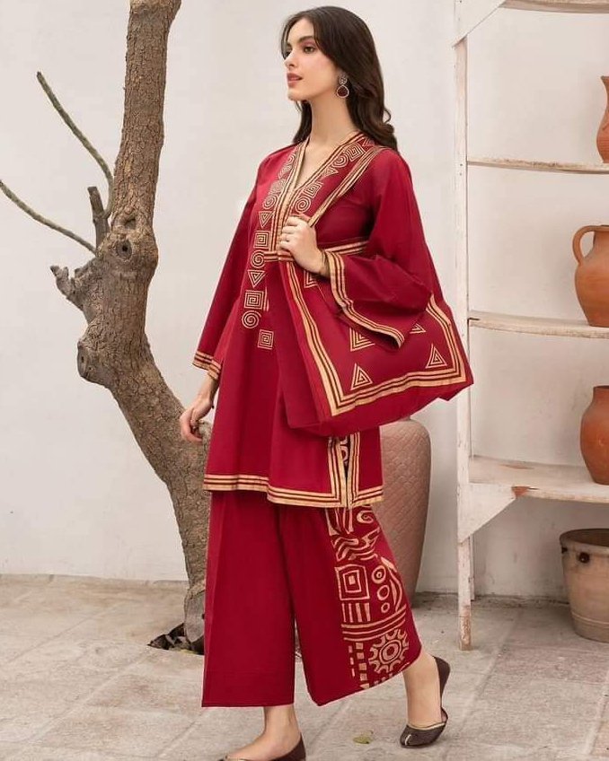 Stylish Two Piece & Bag Combo - Red