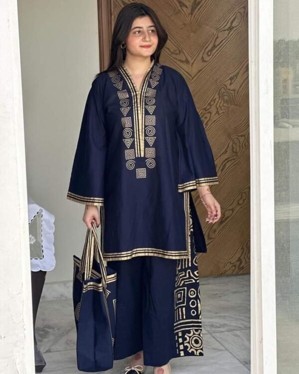 Stylish Two Piece & Bag Combo - Blue