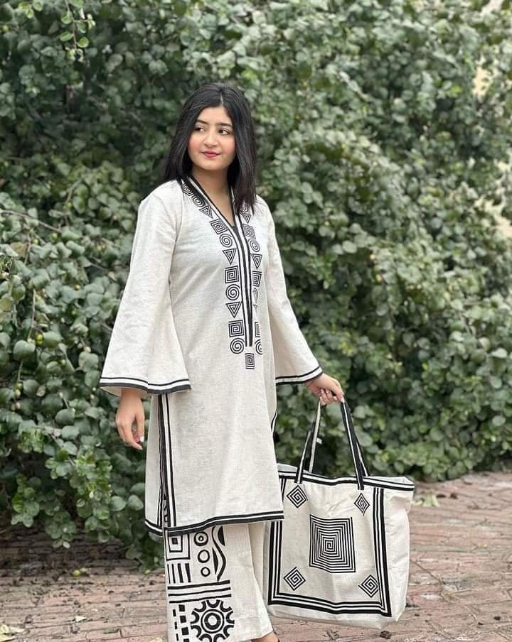 Stylish Two Piece & Bag Combo - White