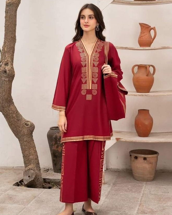 Stylish Two Piece & Bag Combo - Red