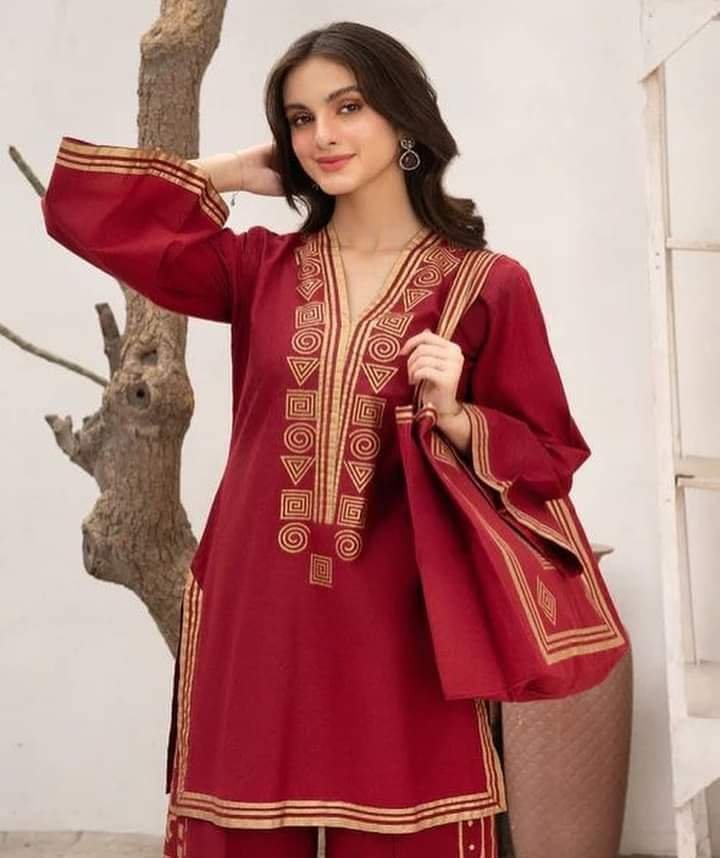 Stylish Two Piece & Bag Combo - Red