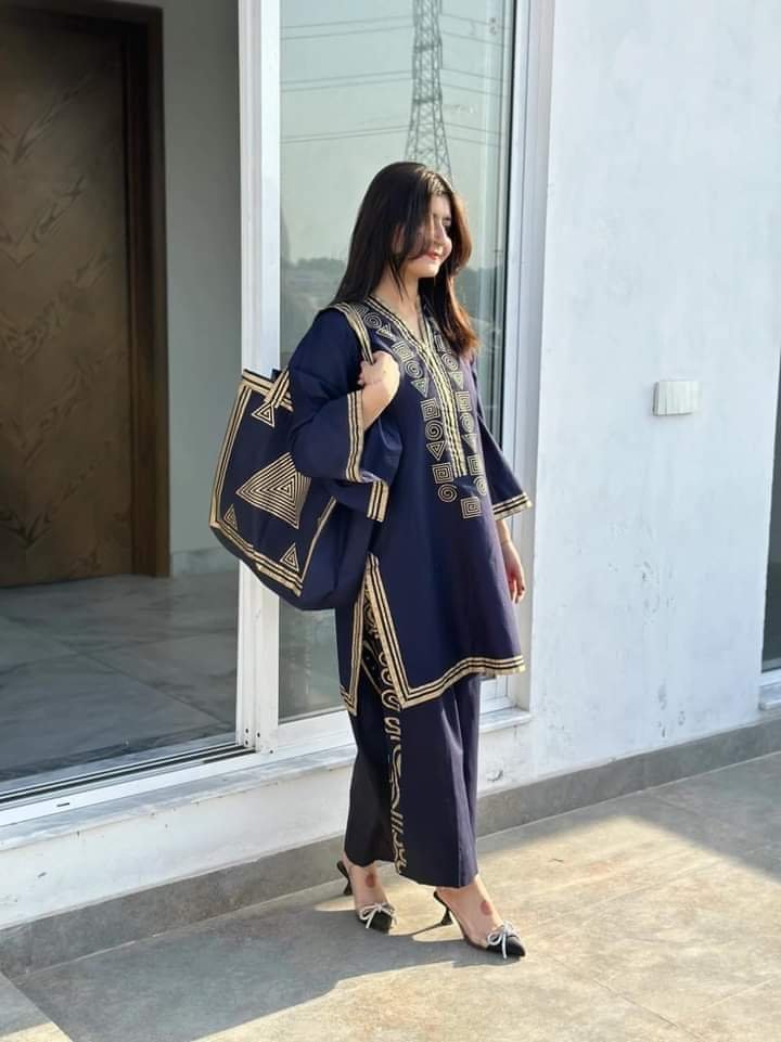 Stylish Two Piece & Bag Combo - Blue