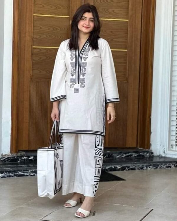 Stylish Two Piece & Bag Combo - White