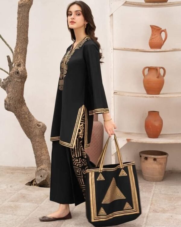 Stylish Two Piece & Bag Combo - Black