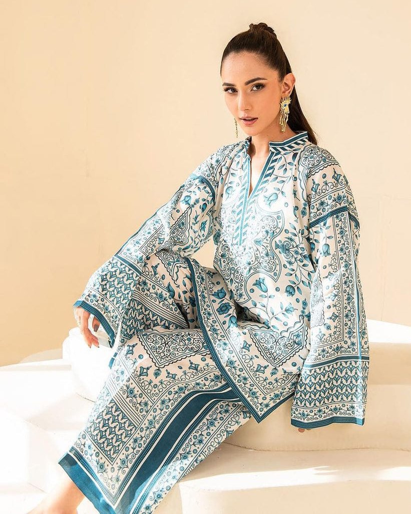 Premium Cherry Silk Digital Print Two Piece Collection