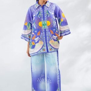 Elegant Synthetic Digital Print Two Piece Set