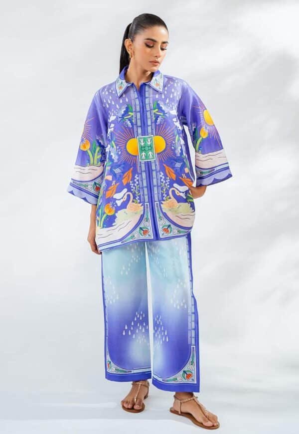 Elegant Synthetic Digital Print Two Piece Set