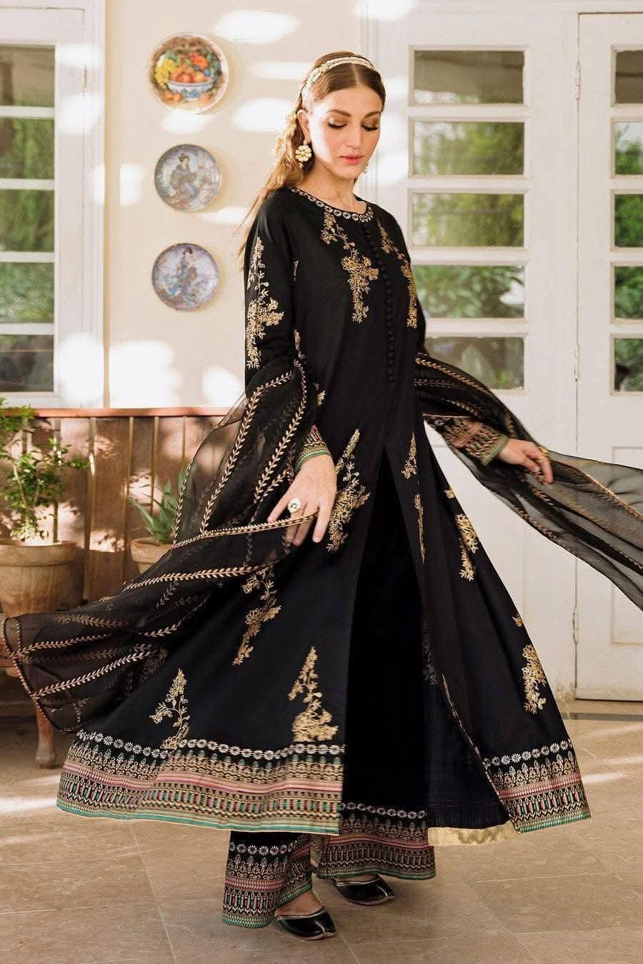 Stylish Ready Made Cotton Afsan Print Three Piece