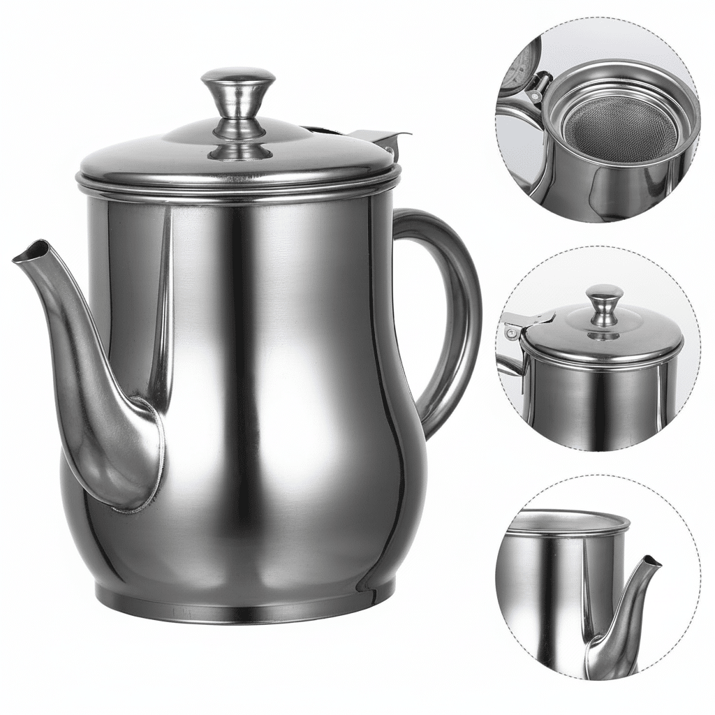 Premium Stainless Steel Oil Dispenser with Strainer