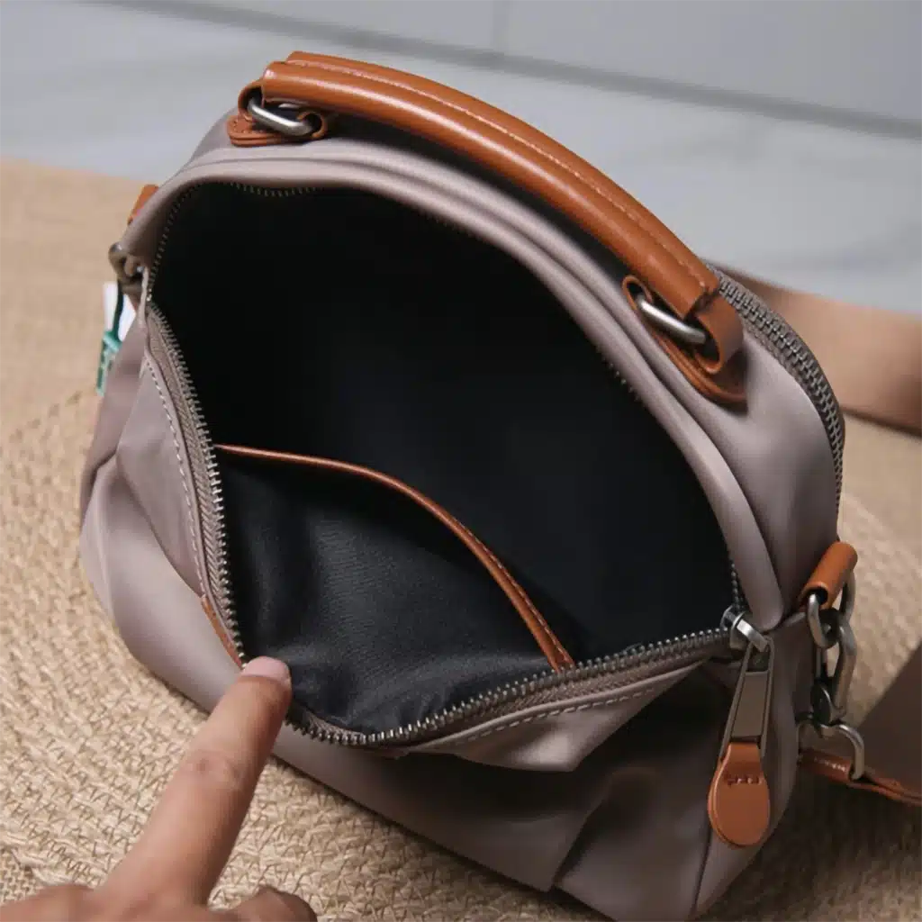 New Portable Nylon Cowhide Shoulder Bag Waterproof Fashion Style