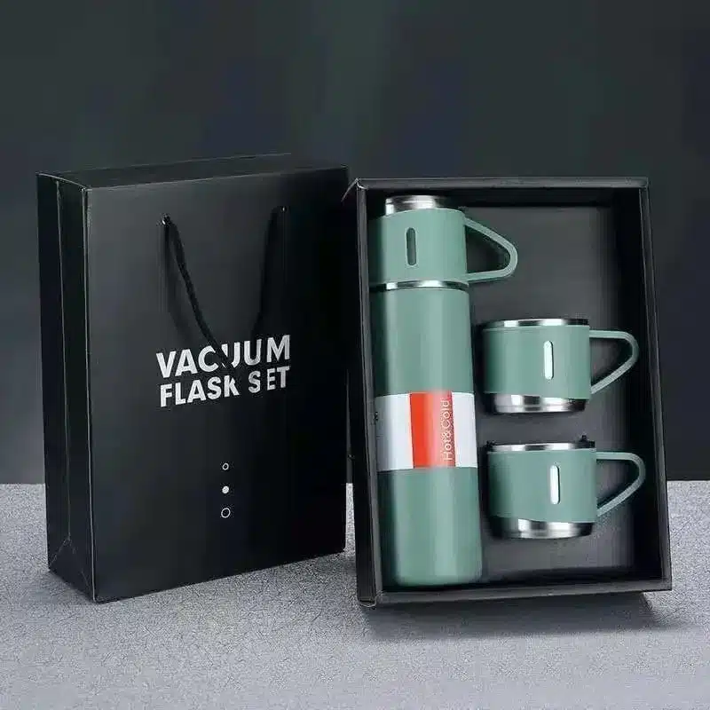 Premium Vacuum Flask Set Stainless Steel Bottle with Smart Mugs