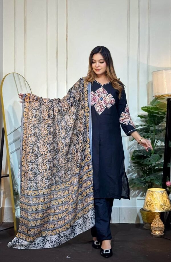 Digital Print Three Piece Premium Cotton Dress