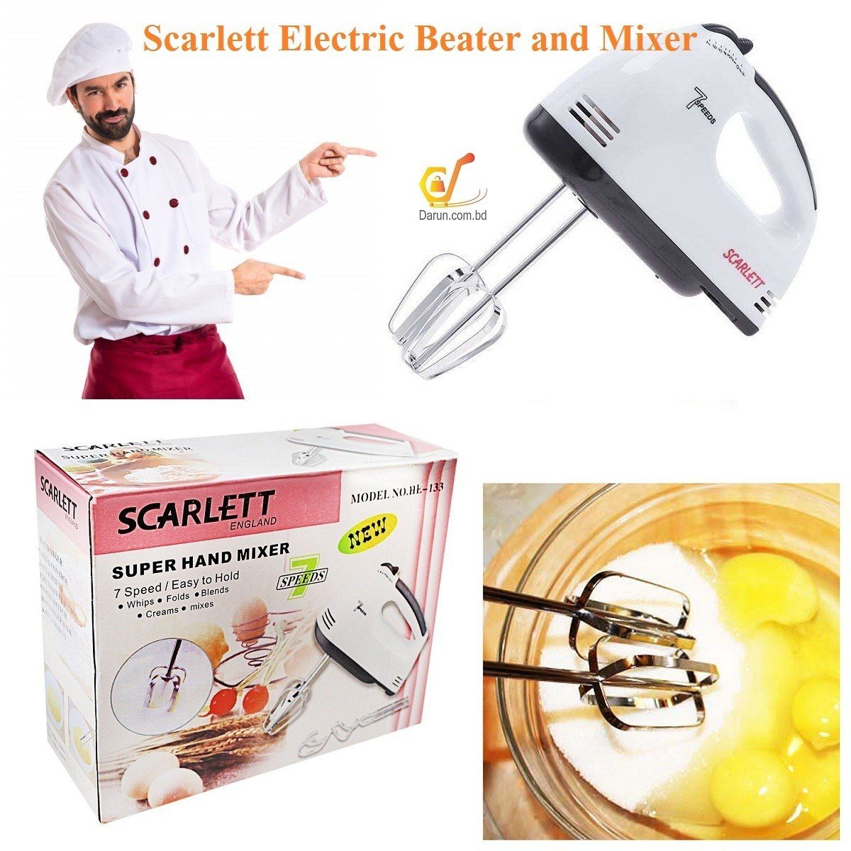 Scarlett Electric Egg Beater and Mixer for Cake Cream