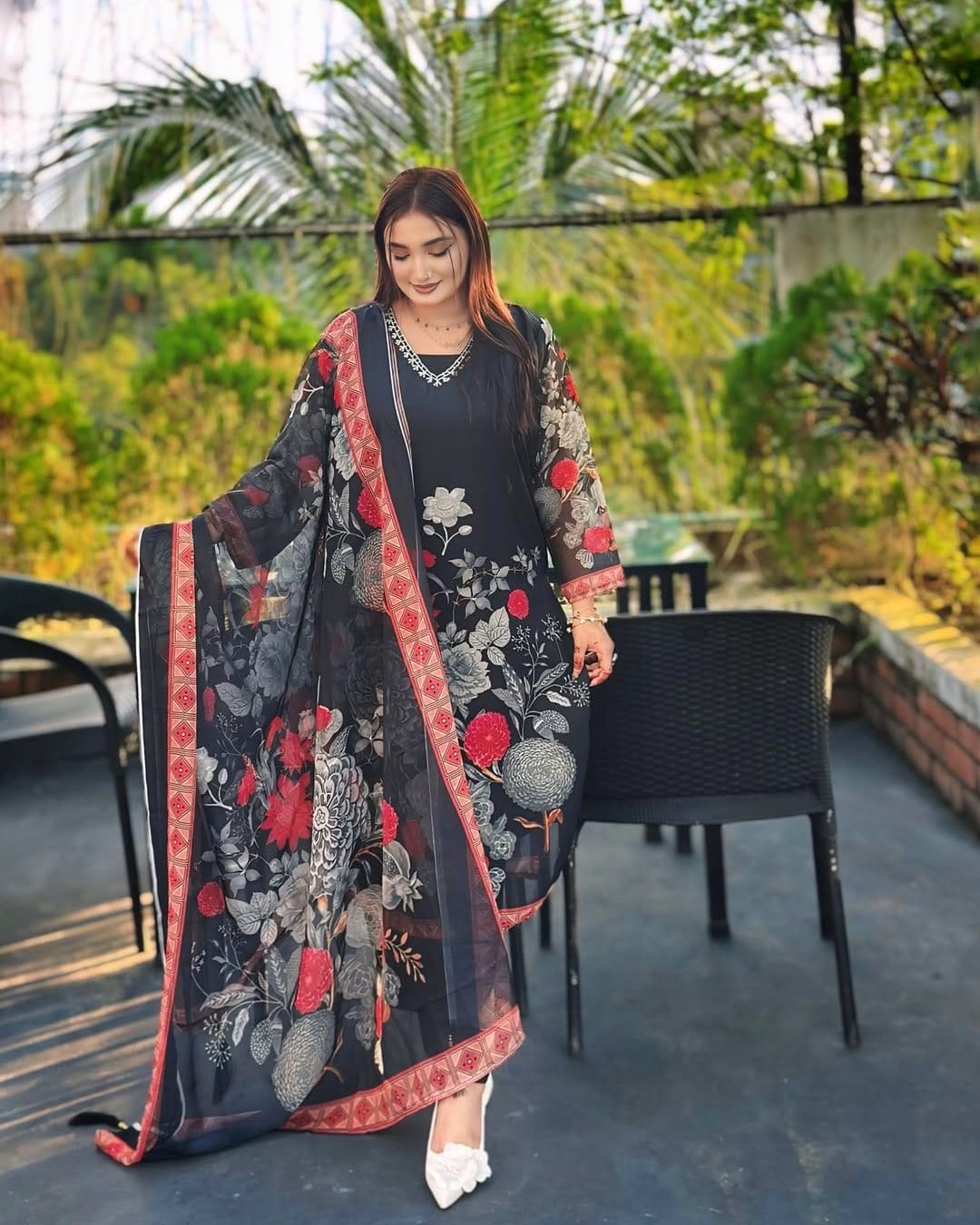 Premium Jorjet Three Piece Floral Dress